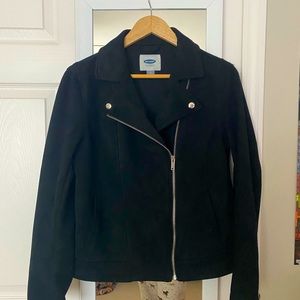 Old Navy Suede and Nylon Diagonal Zip Jacket
